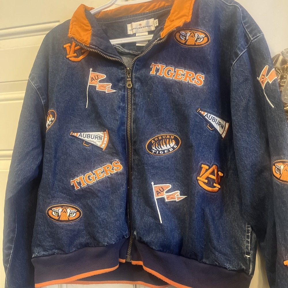 Auburn University Vintage Embroidered Patch Jean Jacket Auburn Tigers XL NCAA - Picture 2 of 11